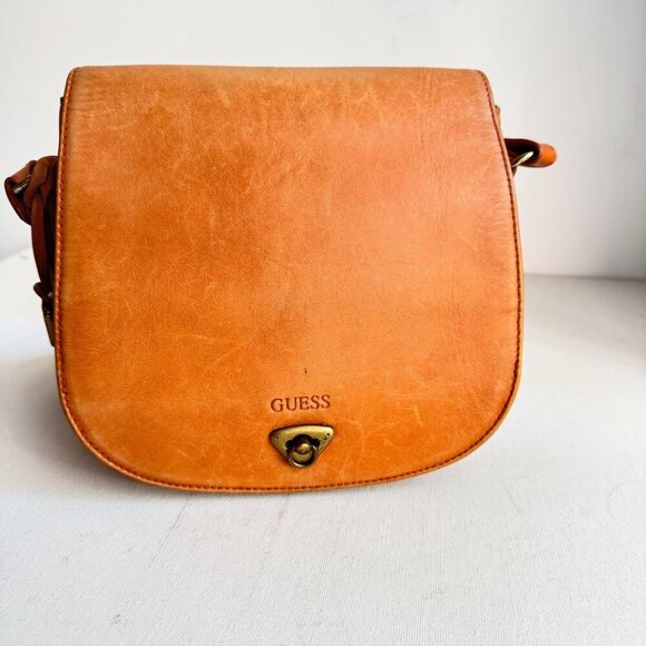 GUESS Handbags - Vintage y2k Guess Brown Leather Saddle Bag